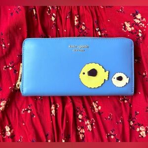 Kate Spade Tide Pool Puffy Puffer Fish Continental Wallet